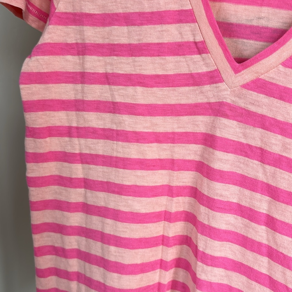 J Crew cotton pink striped V-neck cotton t-shirt - Size M - Picture 4 of 4